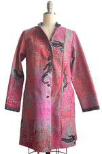 Load image into Gallery viewer, Hampton Coat in Linen w/ Alligator Print - Pink &amp; Grey - Small
