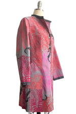 Load image into Gallery viewer, Hampton Coat in Linen w/ Alligator Print - Pink &amp; Grey - Small
