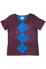 Load image into Gallery viewer, KB x Alquimie Studio Dyed T-Shirt - Shibori Square - Maroon &amp; Blue - Women&#39;s M
