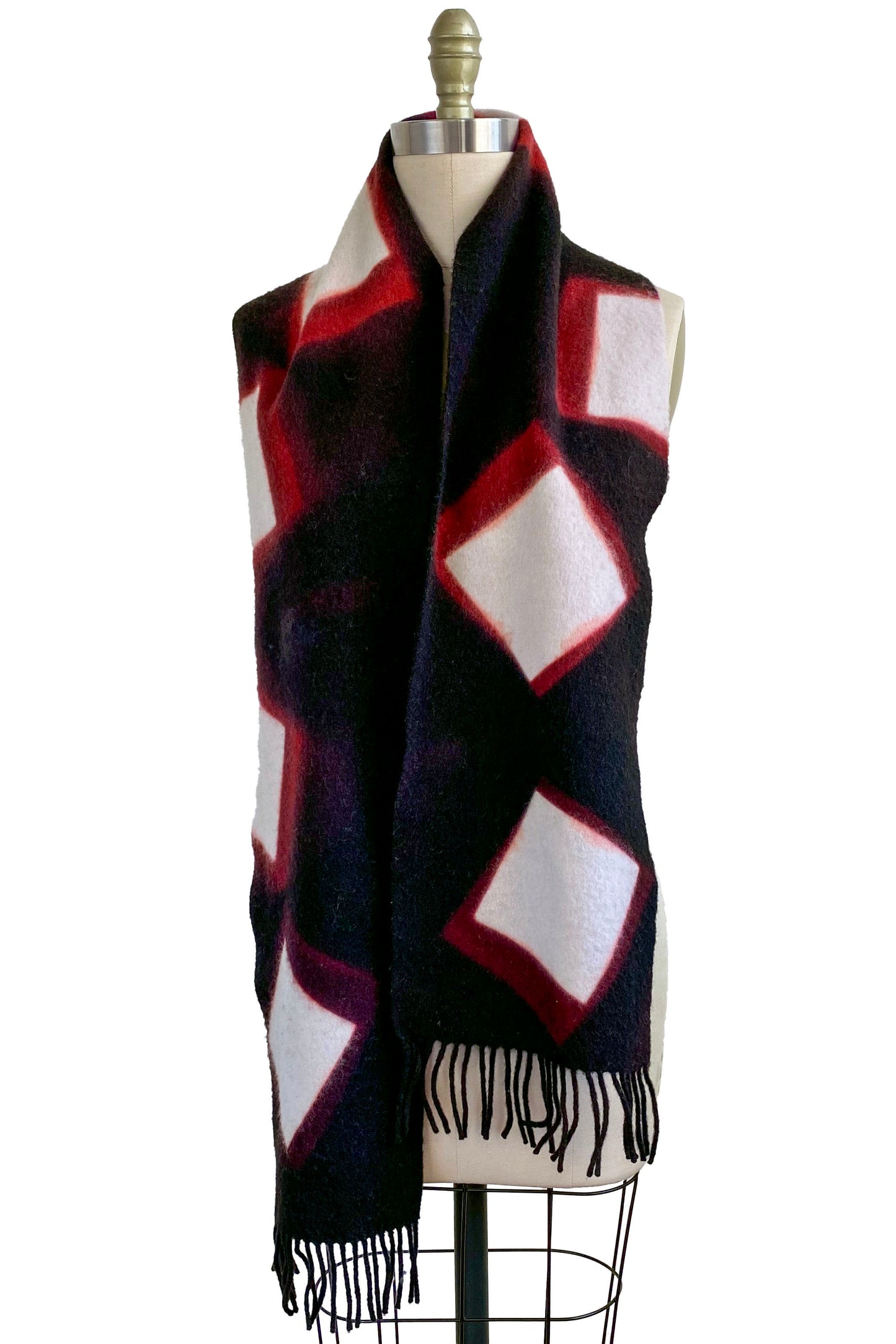 KB x Alquimie Studio Scarf | Cashmere | Itajime Dyed |  Black, Red & White