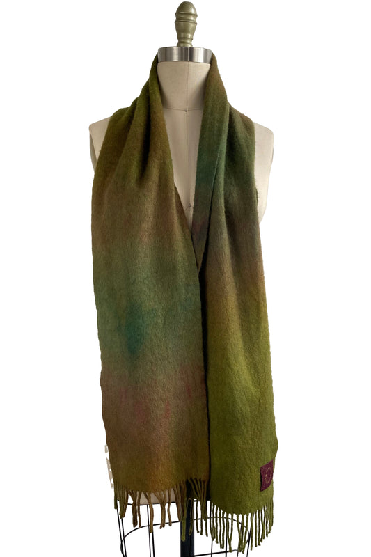 Cashmere Fringe Scarf - Olive