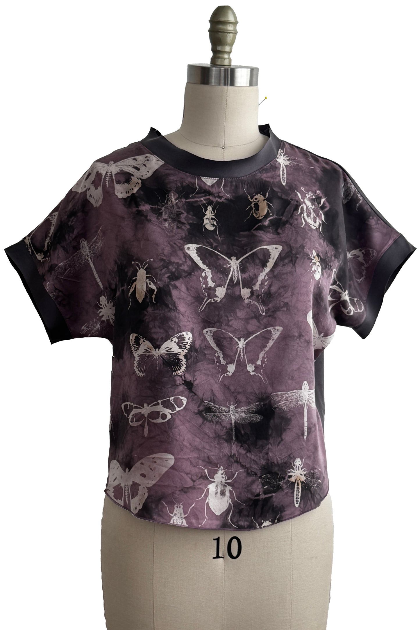 Jen Top | Silk Charmeuse | Bug Print | Stormy Purple & Natural | Small
