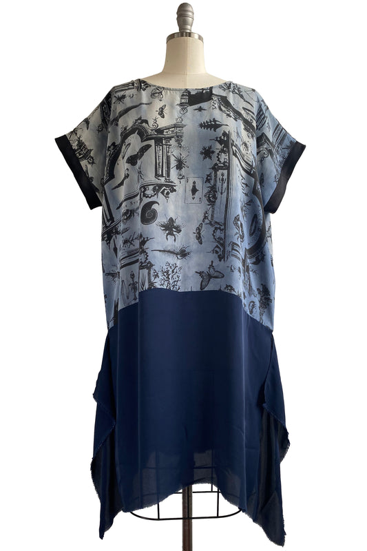 Essa Dress w/ Cabinet of Curiosities Print - Navy &  Indigo - Medium