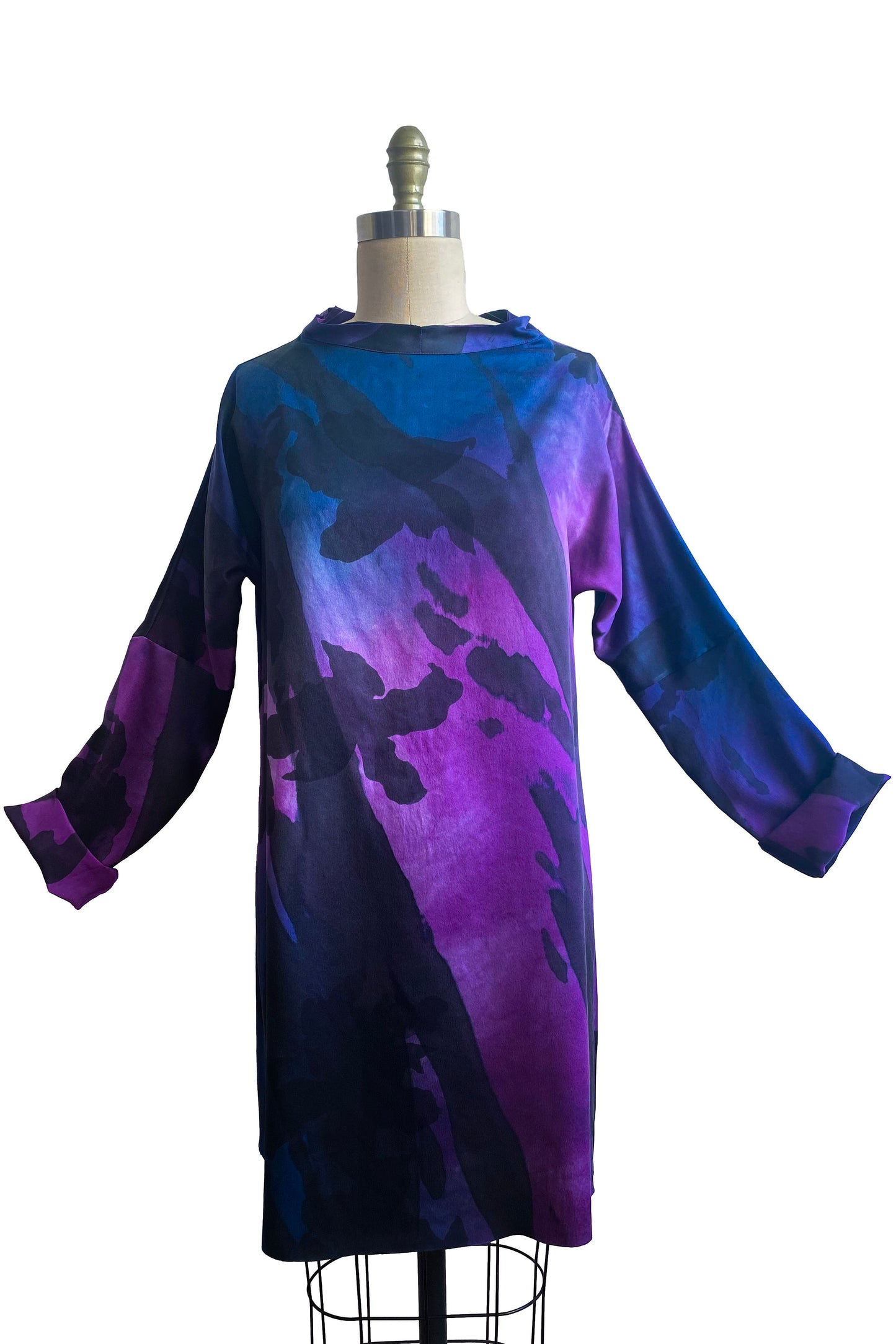 Portia Tunic w/ Azalea Spray Dye - Purple, Black & Blue - Medium