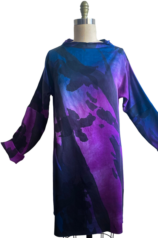 Portia Tunic w/ Azalea Spray Dye - Purple, Black & Blue - Medium