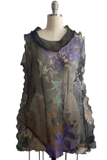 Load image into Gallery viewer, Athena Sleeveless w/ Collar Damask Print - Black, Natural, Purple, Green - Small
