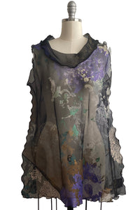 Athena Sleeveless w/ Collar Damask Print - Black, Natural, Purple, Green - Small