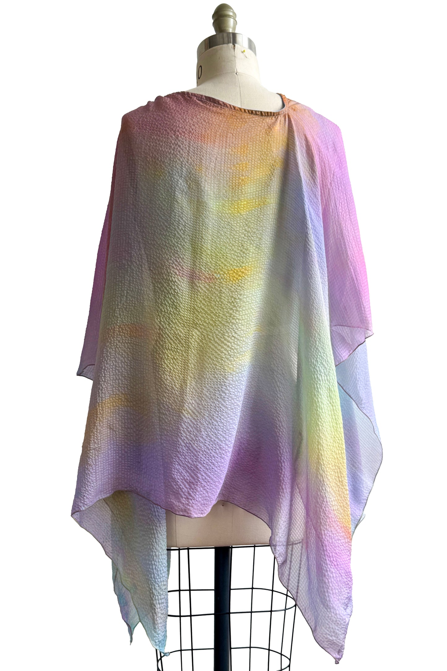 Button Drape | Seersucker Silk | Painted Sky Dye | Dawn