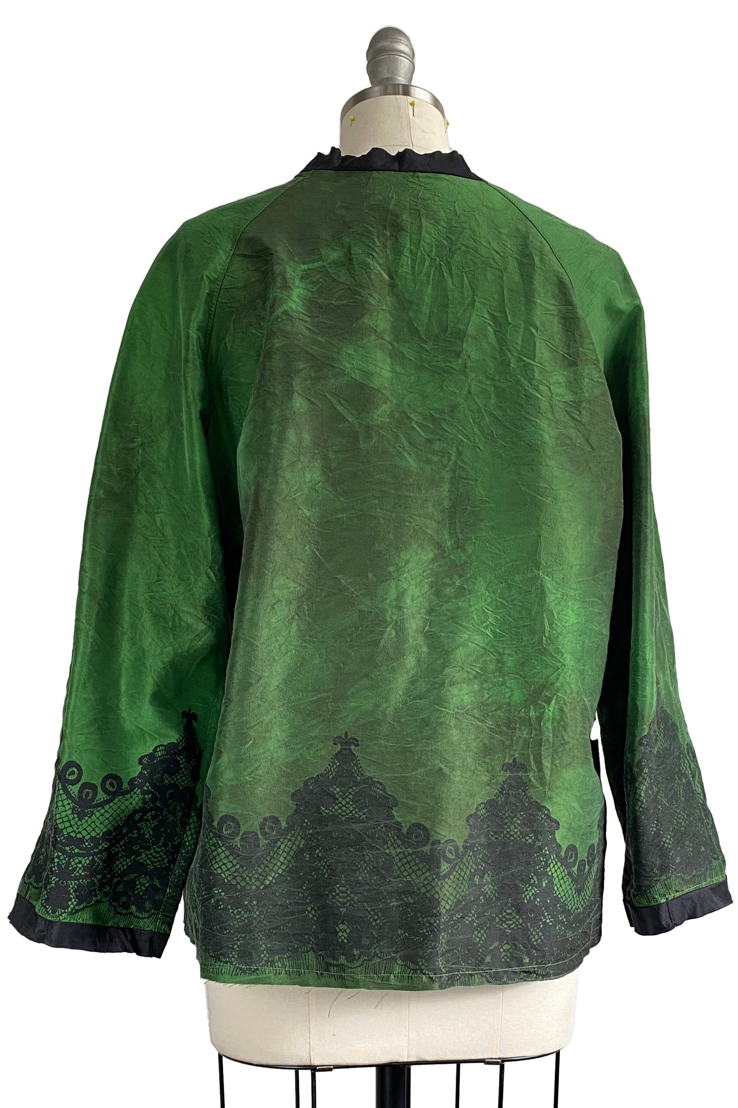 Ariel Jacket w/ Lace Print - Green & Black - Medium