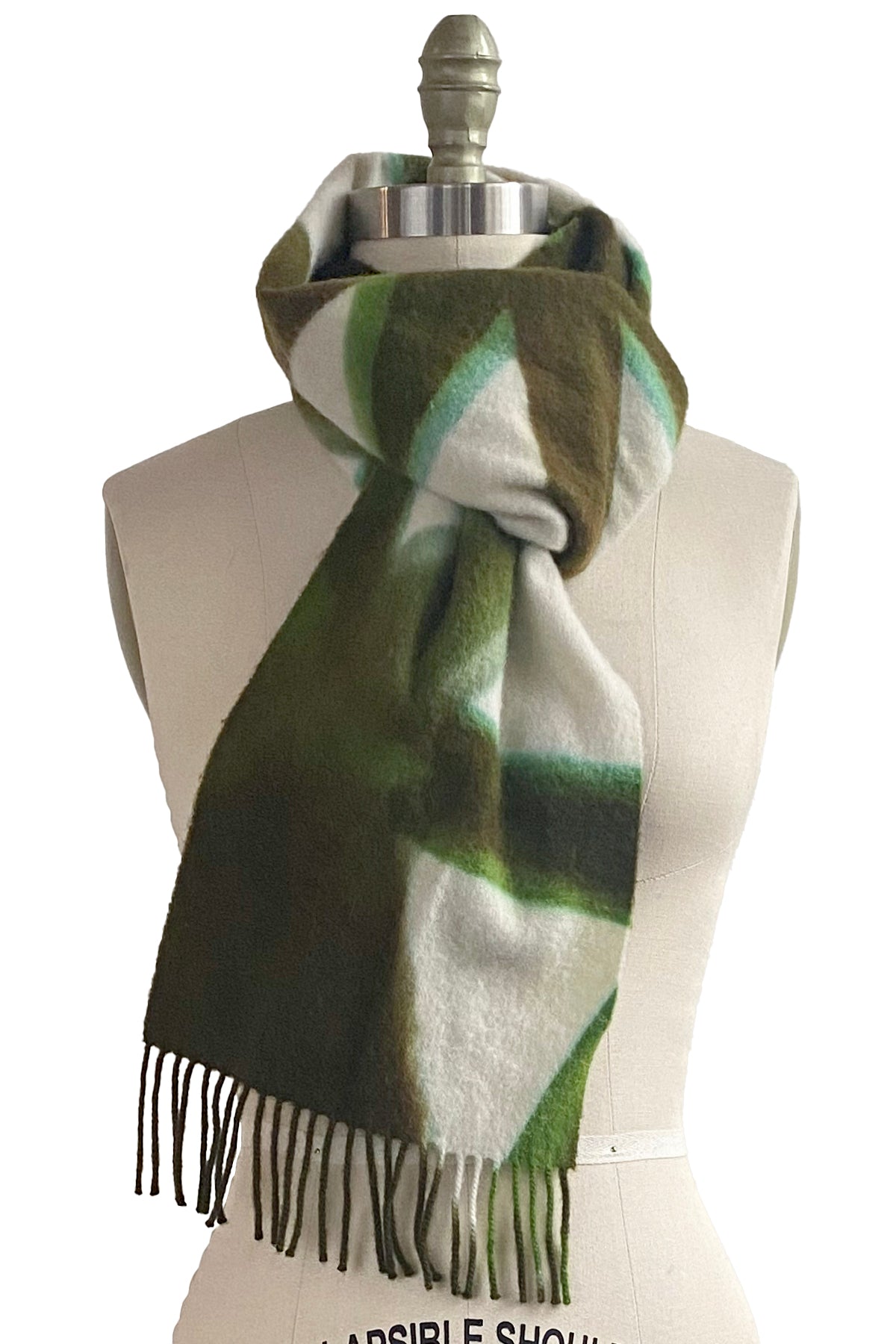 KB x Alquimie Studio Cashmere Scarf w/ Shibori Dye Isosceles - Olive & Cream