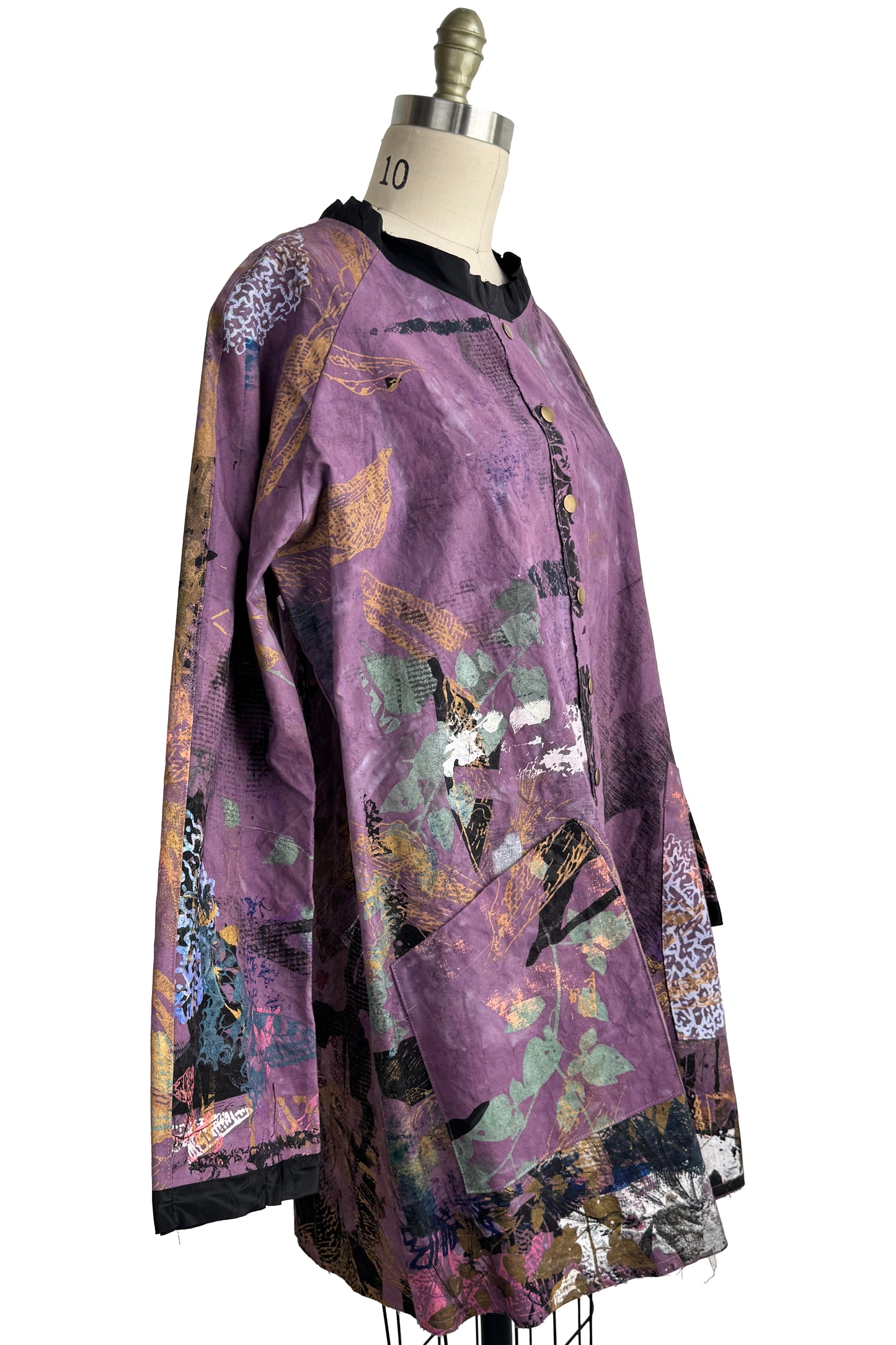 Juno Coat - Cotton Canvas - Chaos Print - Purple & Black - Medium