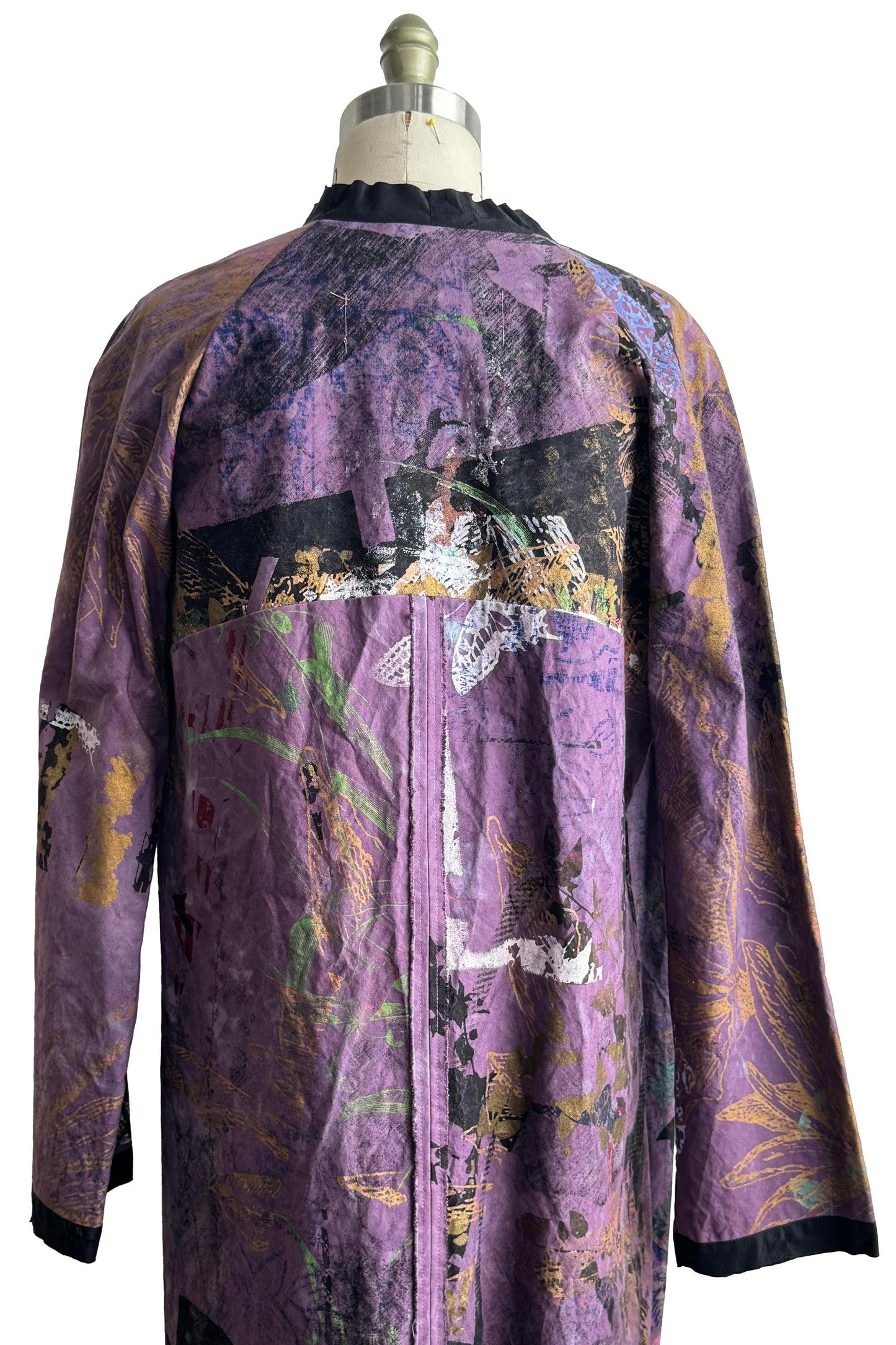 Juno Coat - Cotton Canvas - Chaos Print - Purple & Black - Medium