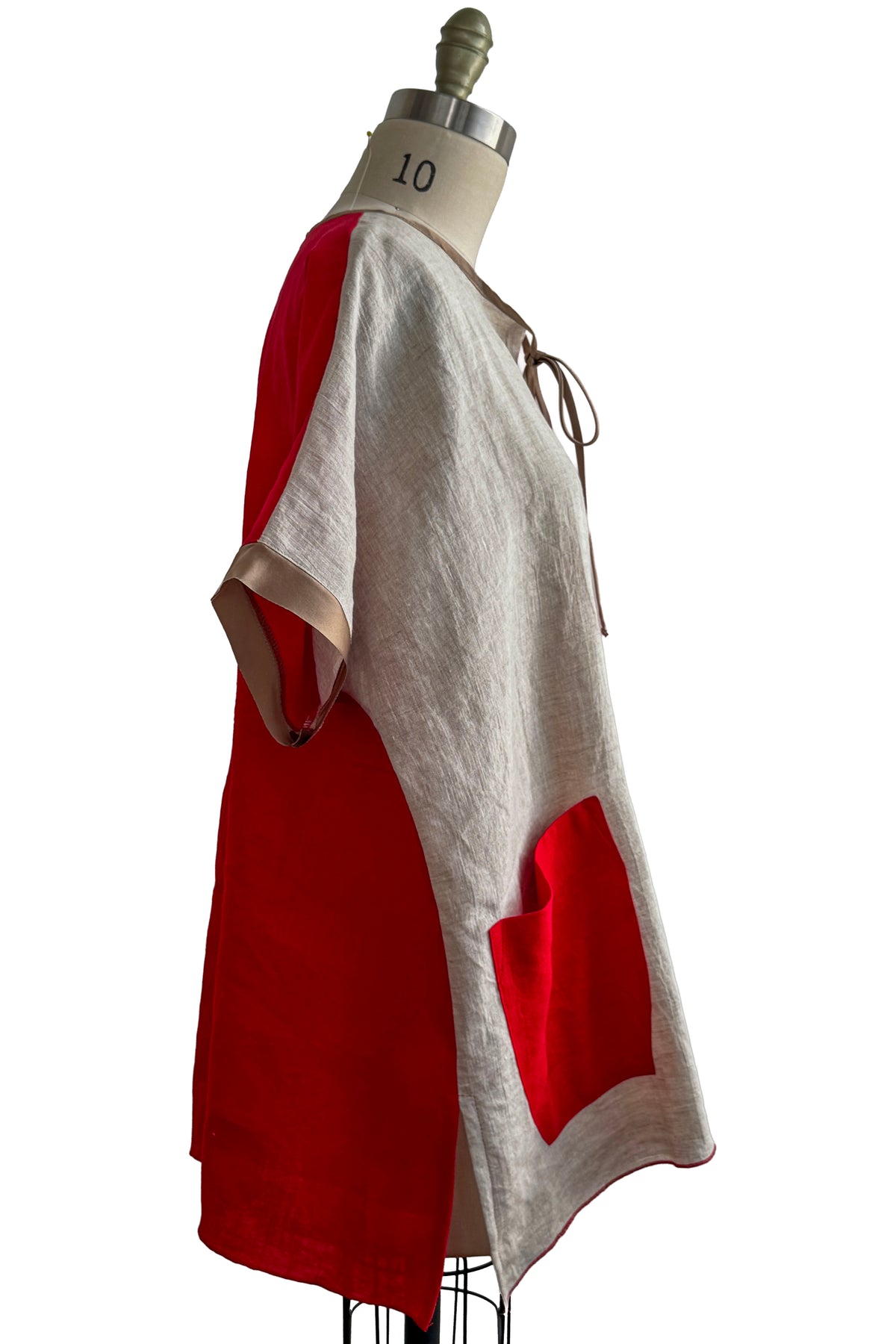 Jo Top | Linen | Flax & Red Orange | Small