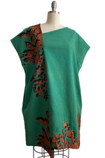 Load image into Gallery viewer, Petra Tunic in Seersucker Cotton w/ Bramble Print - Green &amp; Copper - Medium
