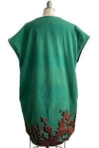 Petra Tunic in Seersucker Cotton w/ Bramble Print - Green & Copper - Medium