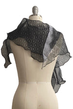 Load image into Gallery viewer, Organza Krazy Scarf w/ Lace Print - Black &amp; Grey
