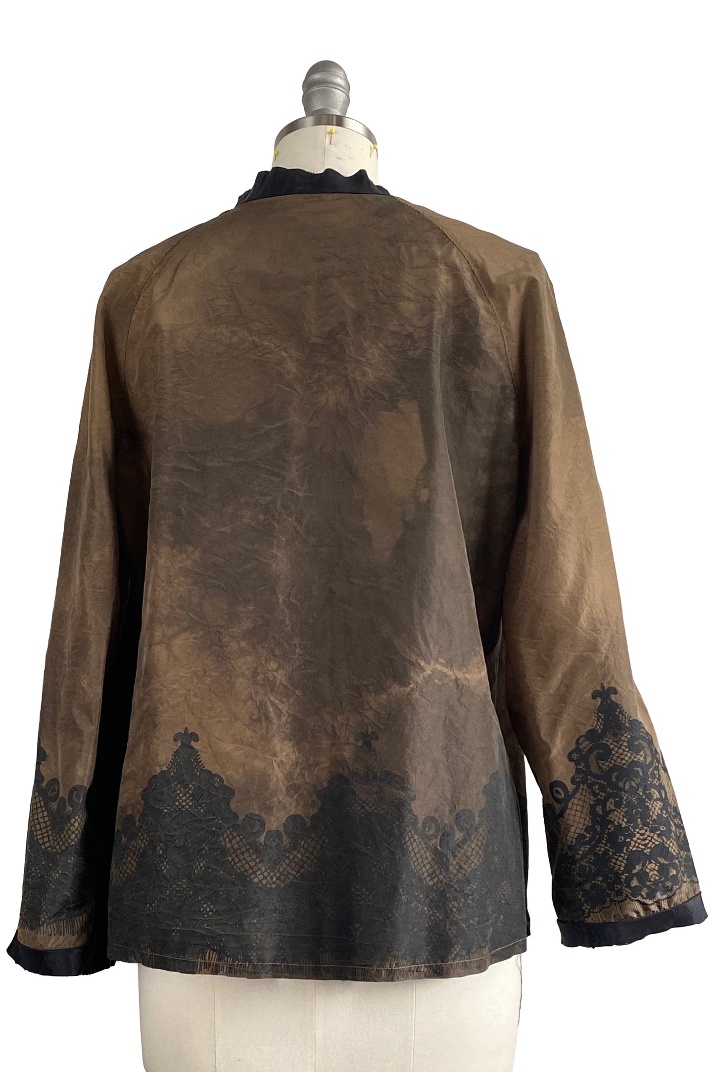 Ariel Jacket w/ Lace Print - Bronze & Black - Small