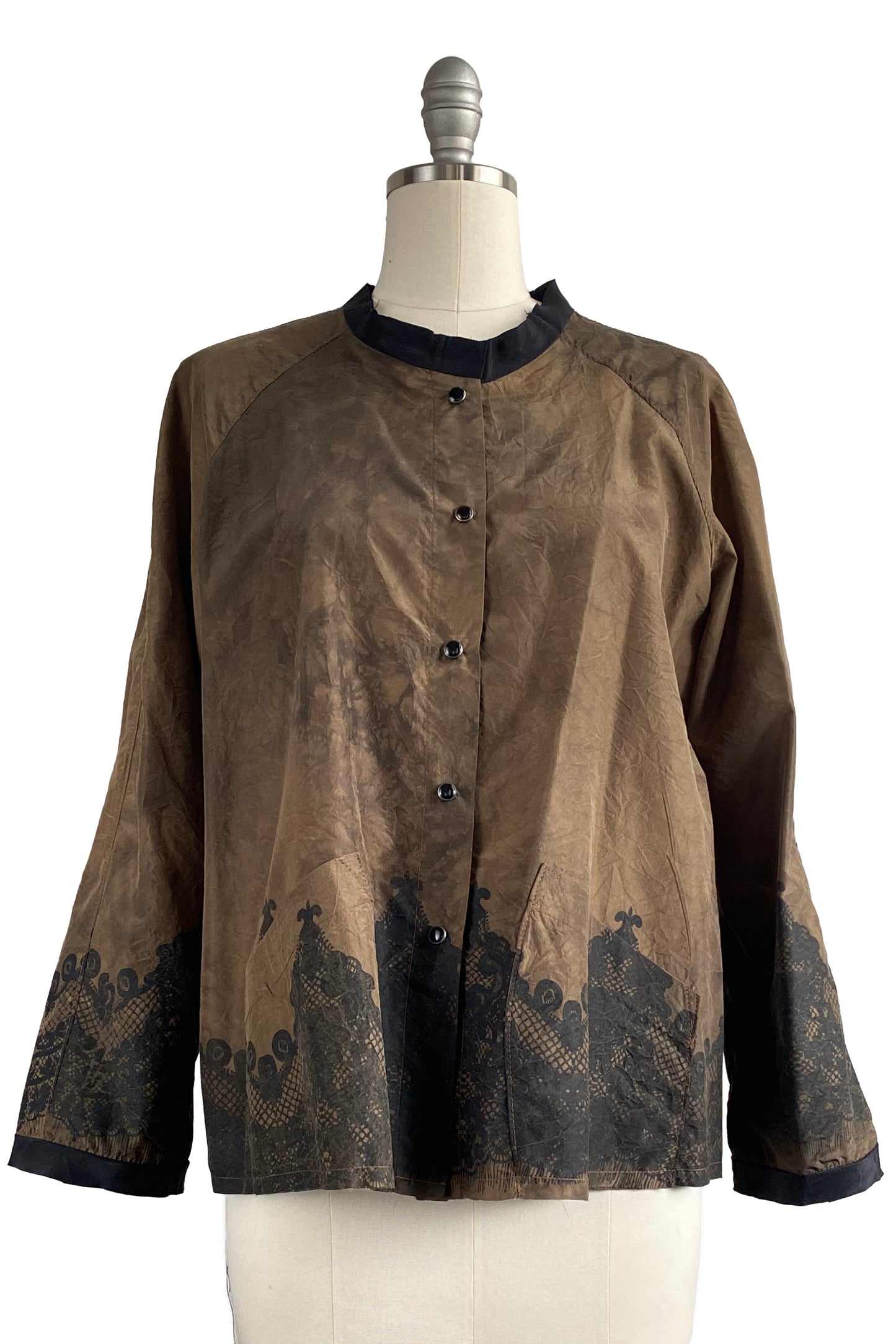 Ariel Jacket w/ Lace Print - Bronze & Black - Small