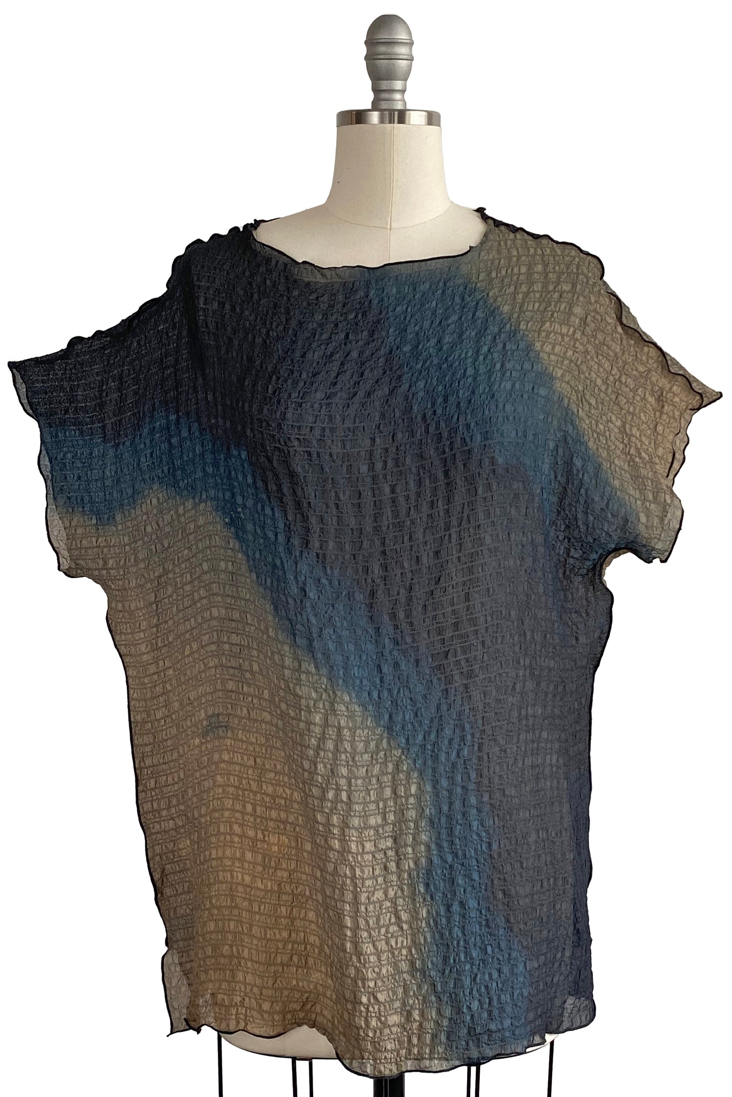 Deb Tunic Textured Silk w/ Ombre Dye - Black, Natural & Navy