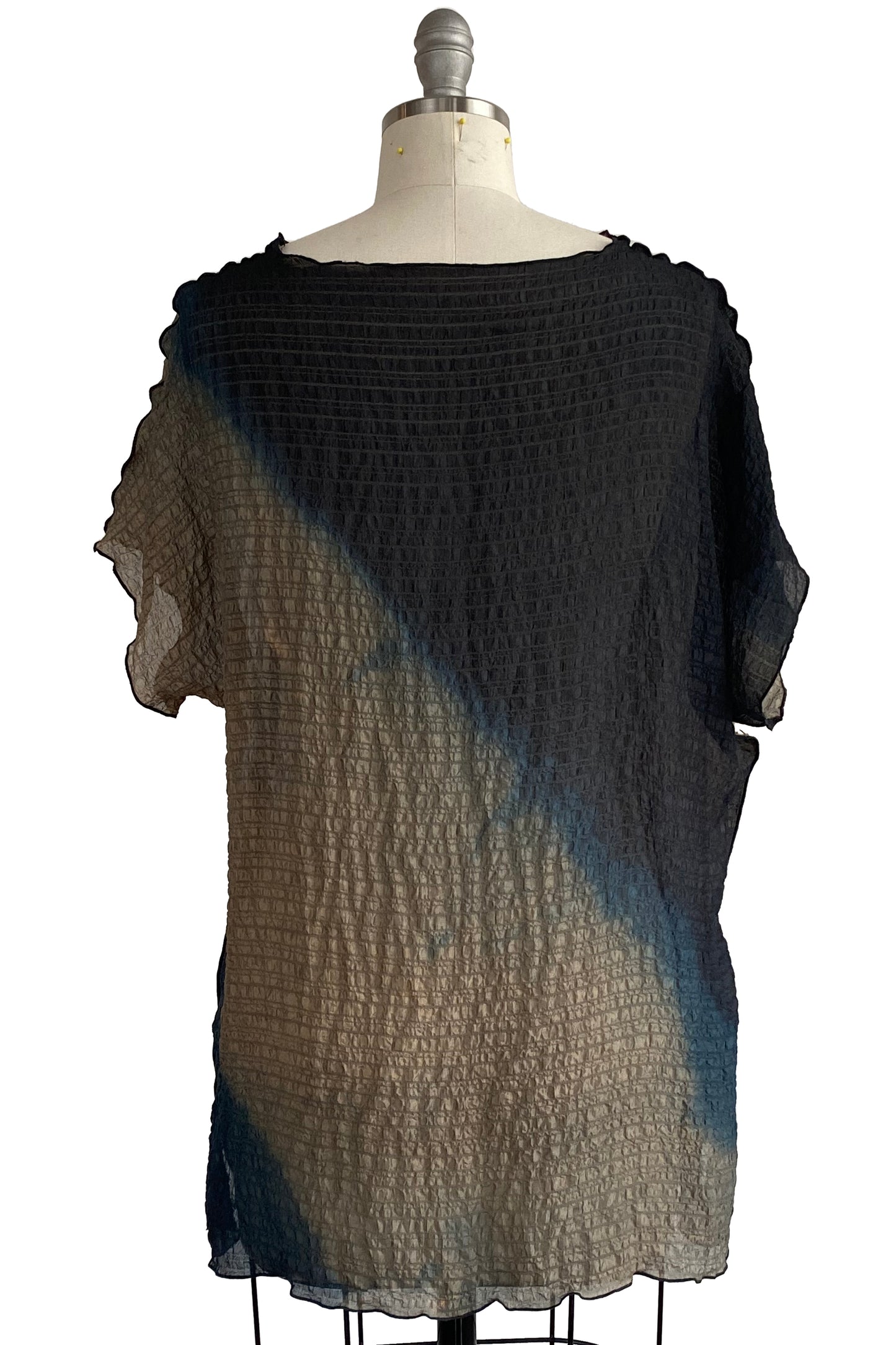 Deb Tunic Textured Silk w/ Ombre Dye - Black, Natural & Navy