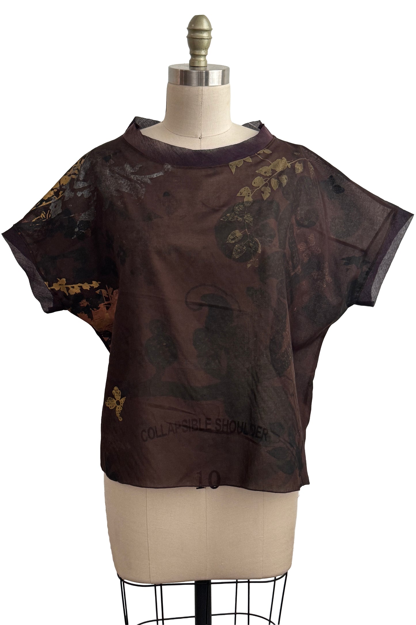 Jen Top | Cotton | Scroll & Vine Print | Burgundy, Black & Gold | Medium