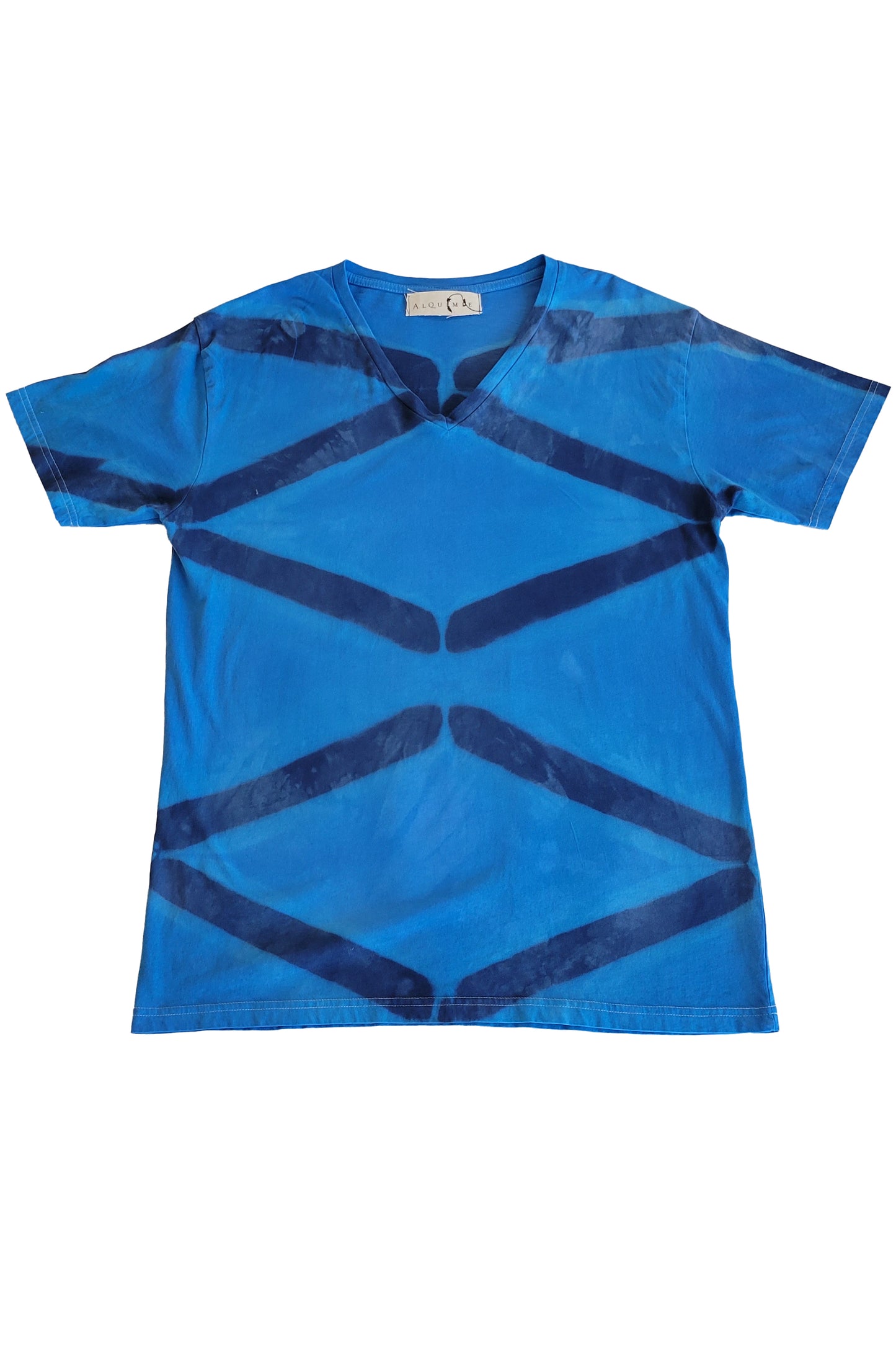 KB x Alquimie Studio T-Shirt w/ Shibori Stick Dye - Blue & Navy - V-Neck XL