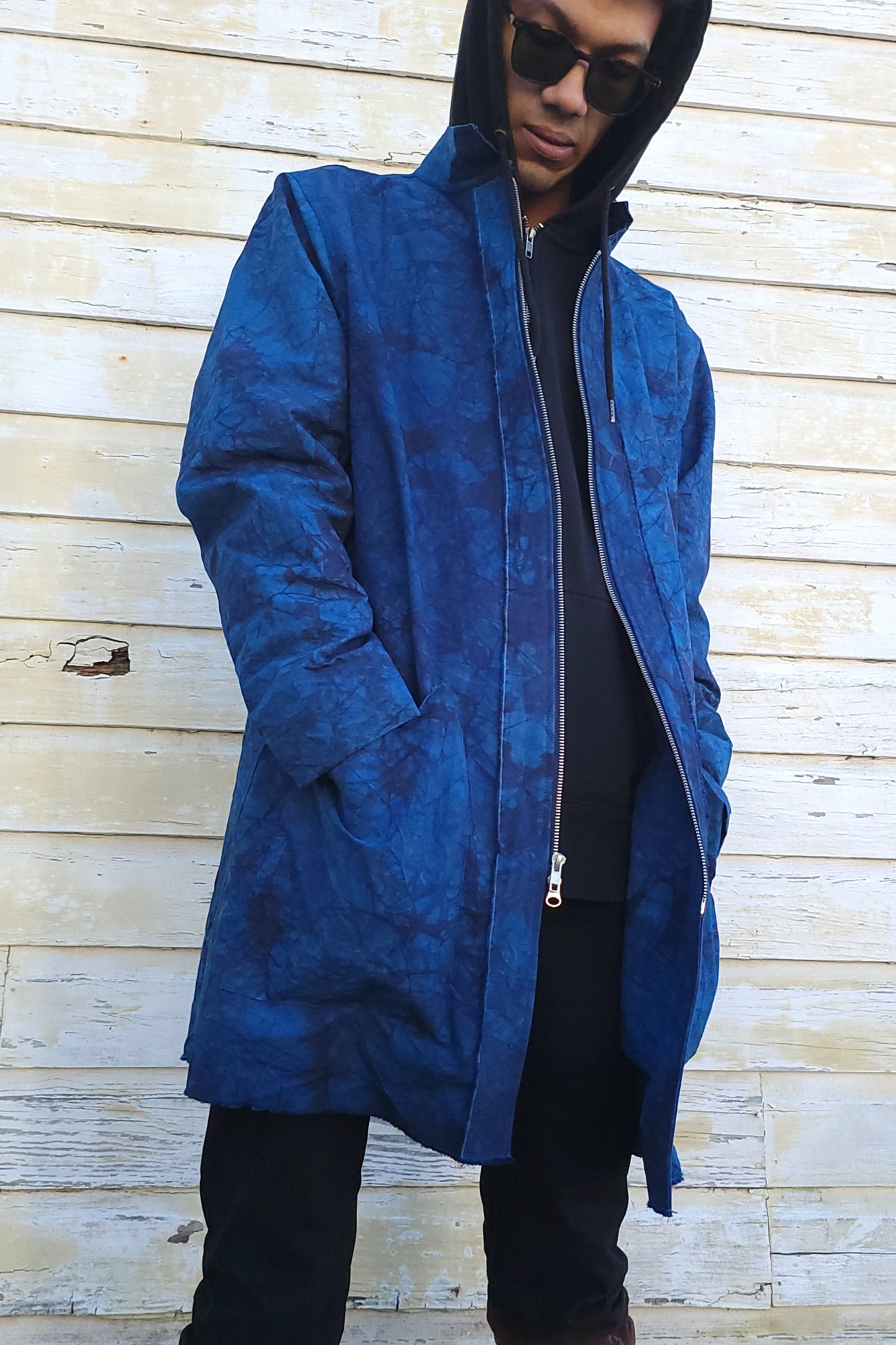 KB x Alquimie Studio Double Zipper Unisex Coat w/ Shatter Dye - Blue