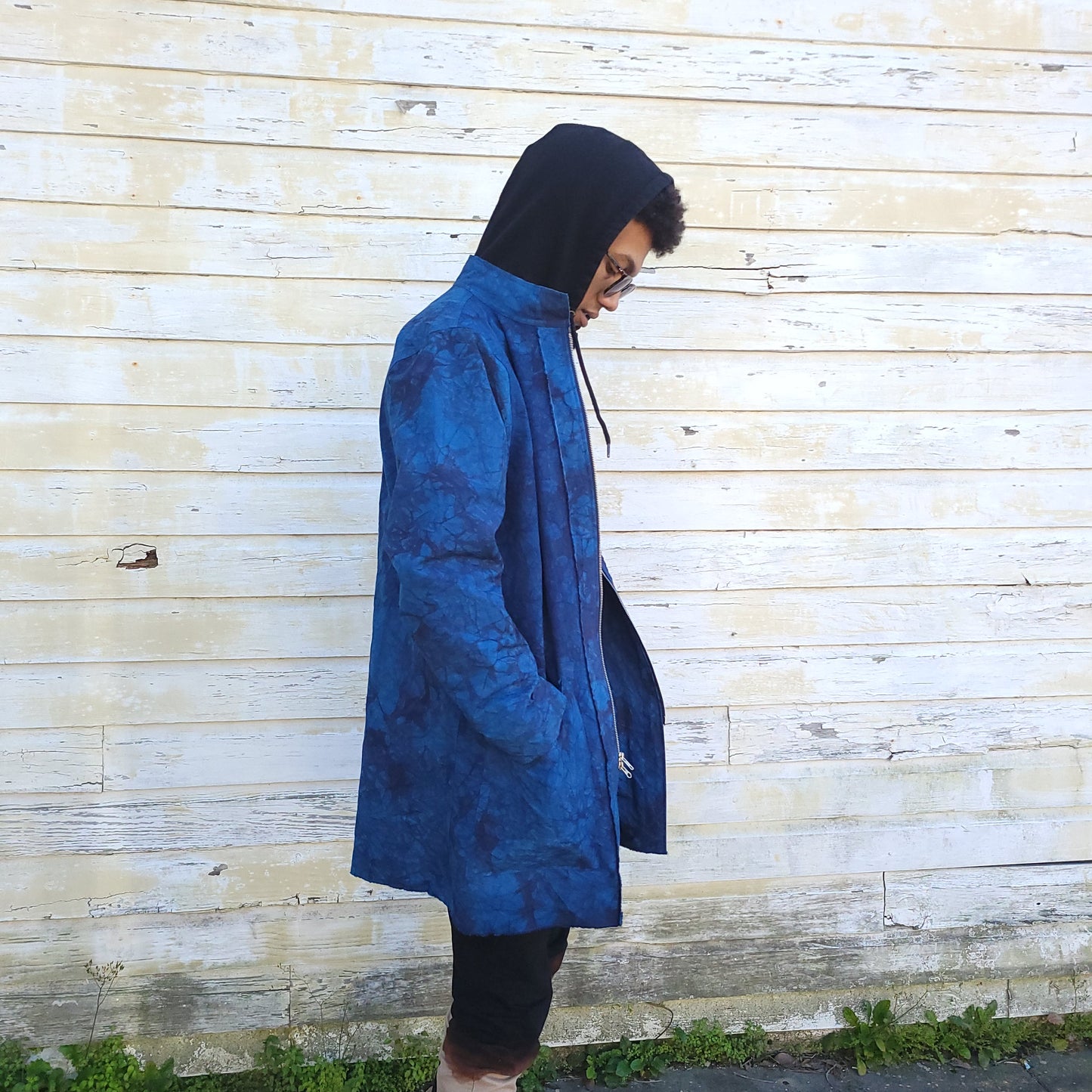 KB x Alquimie Studio Double Zipper Unisex Coat w/ Shatter Dye - Blue