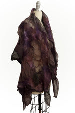 Load image into Gallery viewer, Felted Shawl - Silk Organza - Aubergine w/ Branch Print
