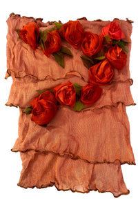 Flower Collar Headband - Rust & Red