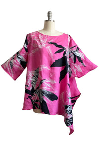 Asymmetrical Top w/ Azalea Print - Hot Pink - L