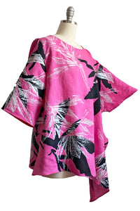 Asymmetrical Top w/ Azalea Print - Hot Pink - L