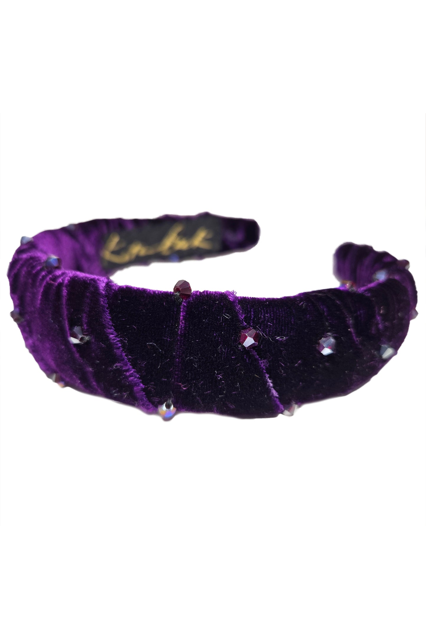 Wrapped Velvet Flat Headband - Deep Purple