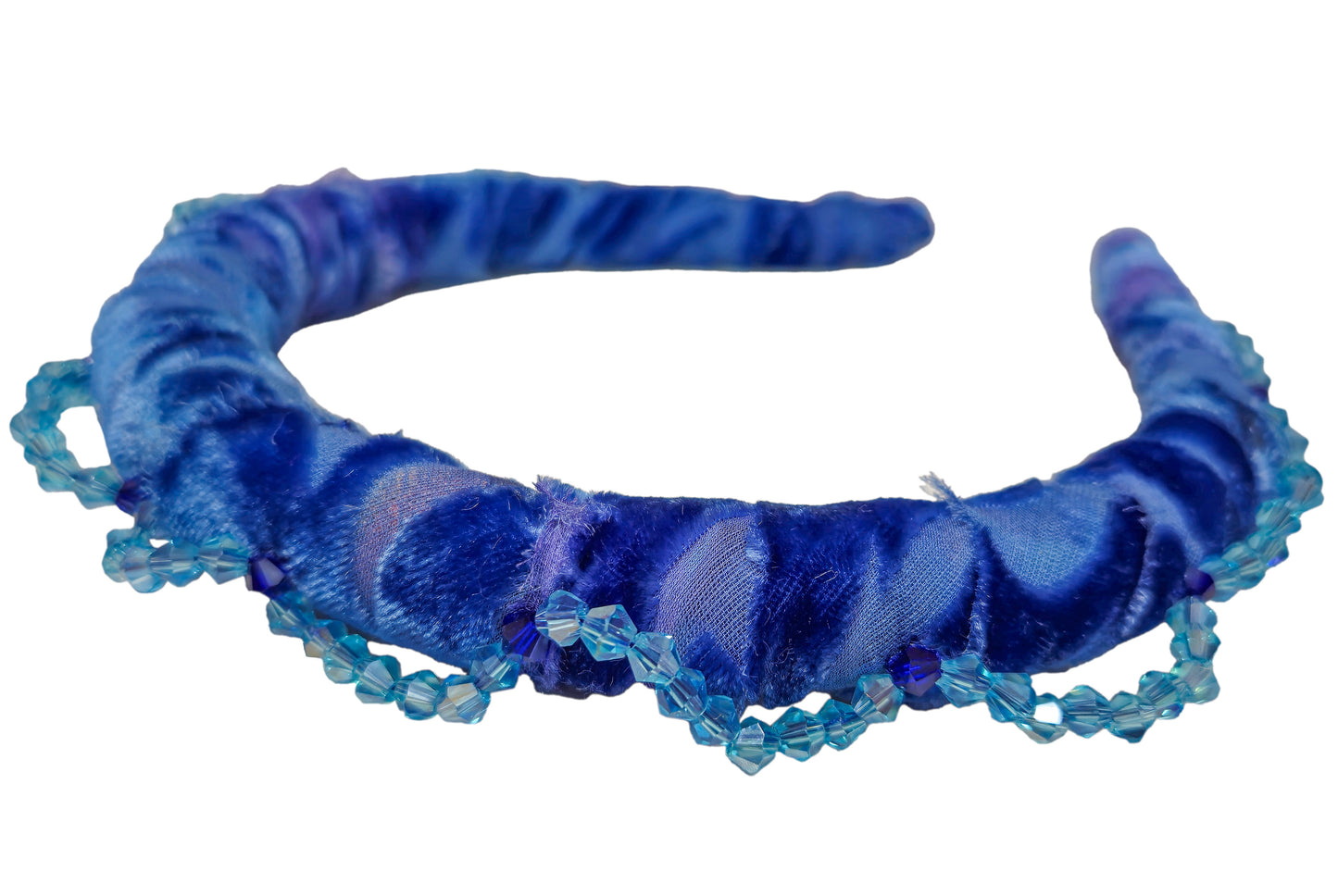 Wrapped Velvet Headband - Blue & Aqua