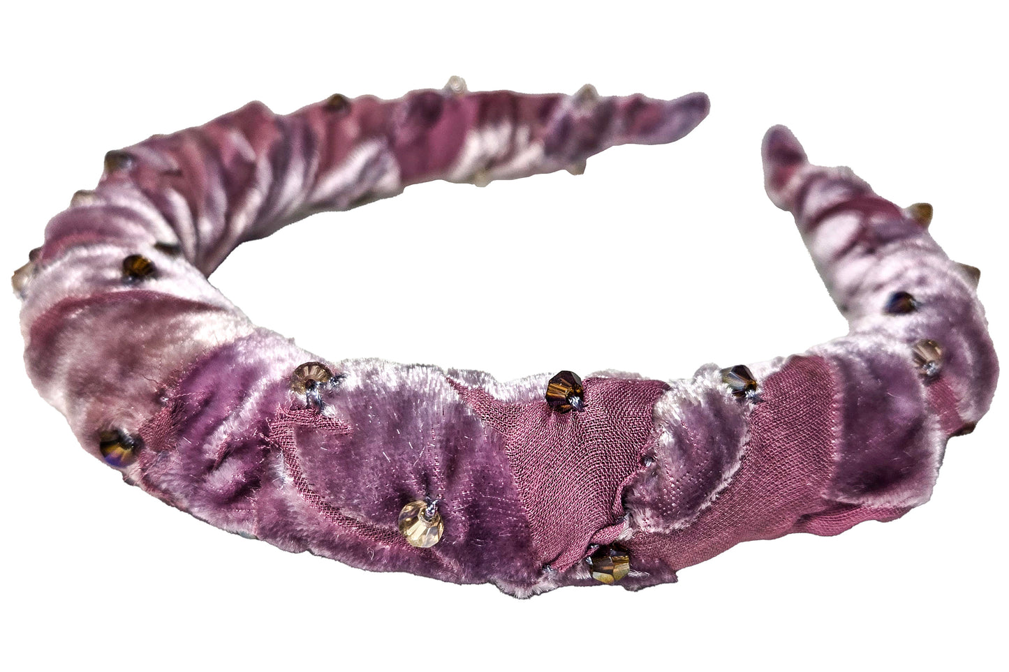 Wrapped Velvet Headband - Rose Pink & Brown