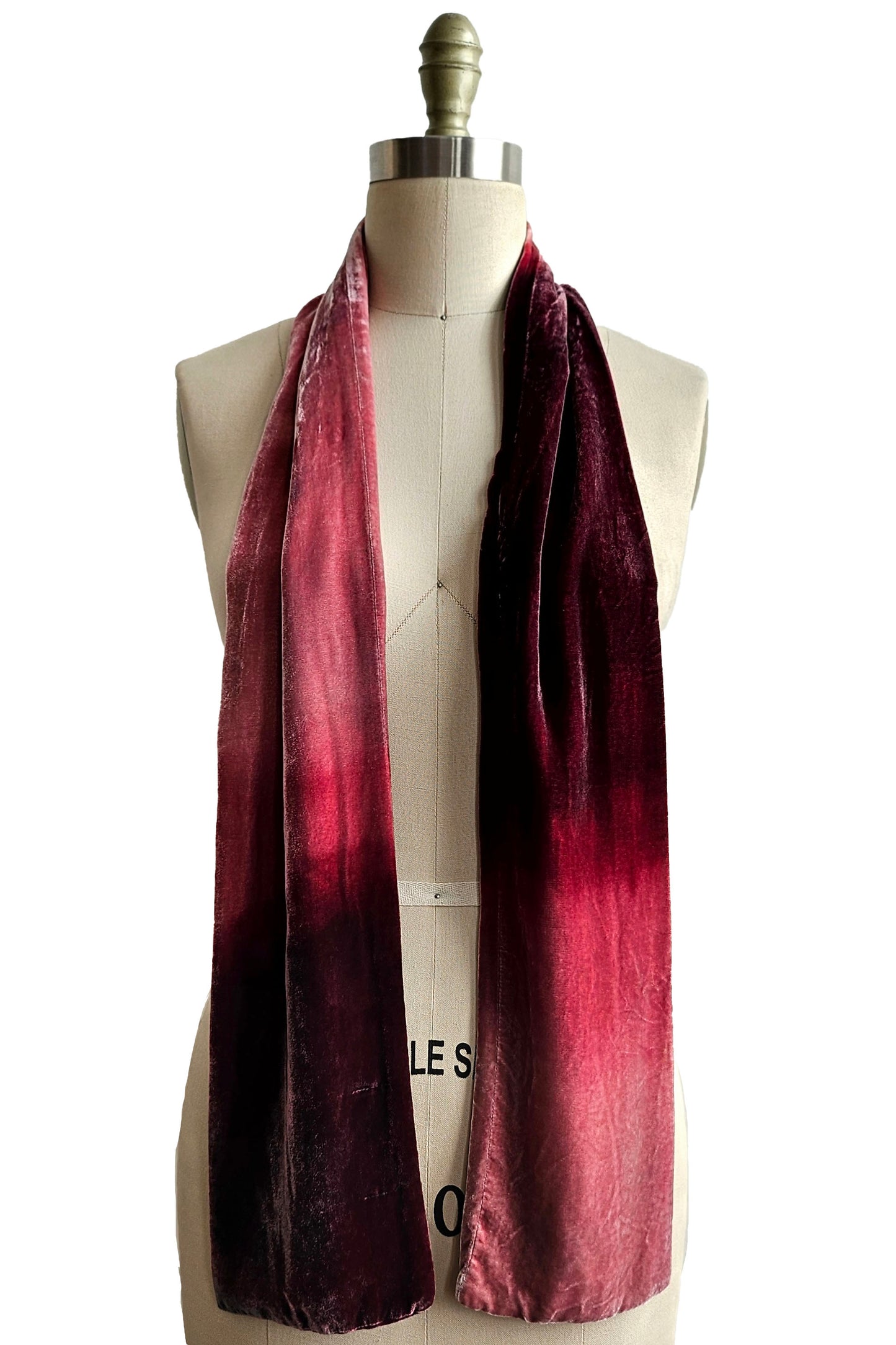 Velvet Scarf w/ Ombre Dye - Garnet & Pink