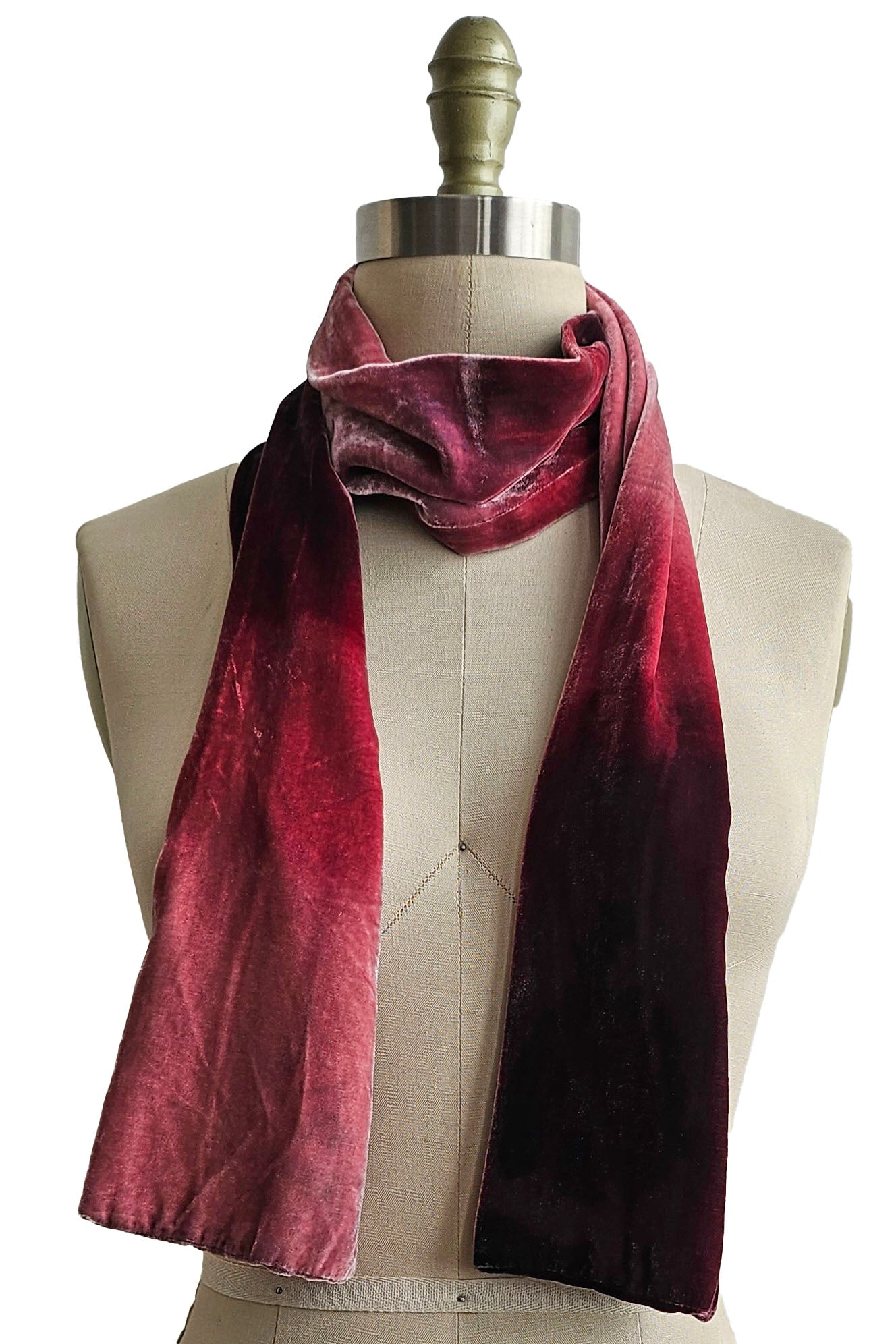 Velvet Scarf w/ Ombre Dye - Garnet & Pink