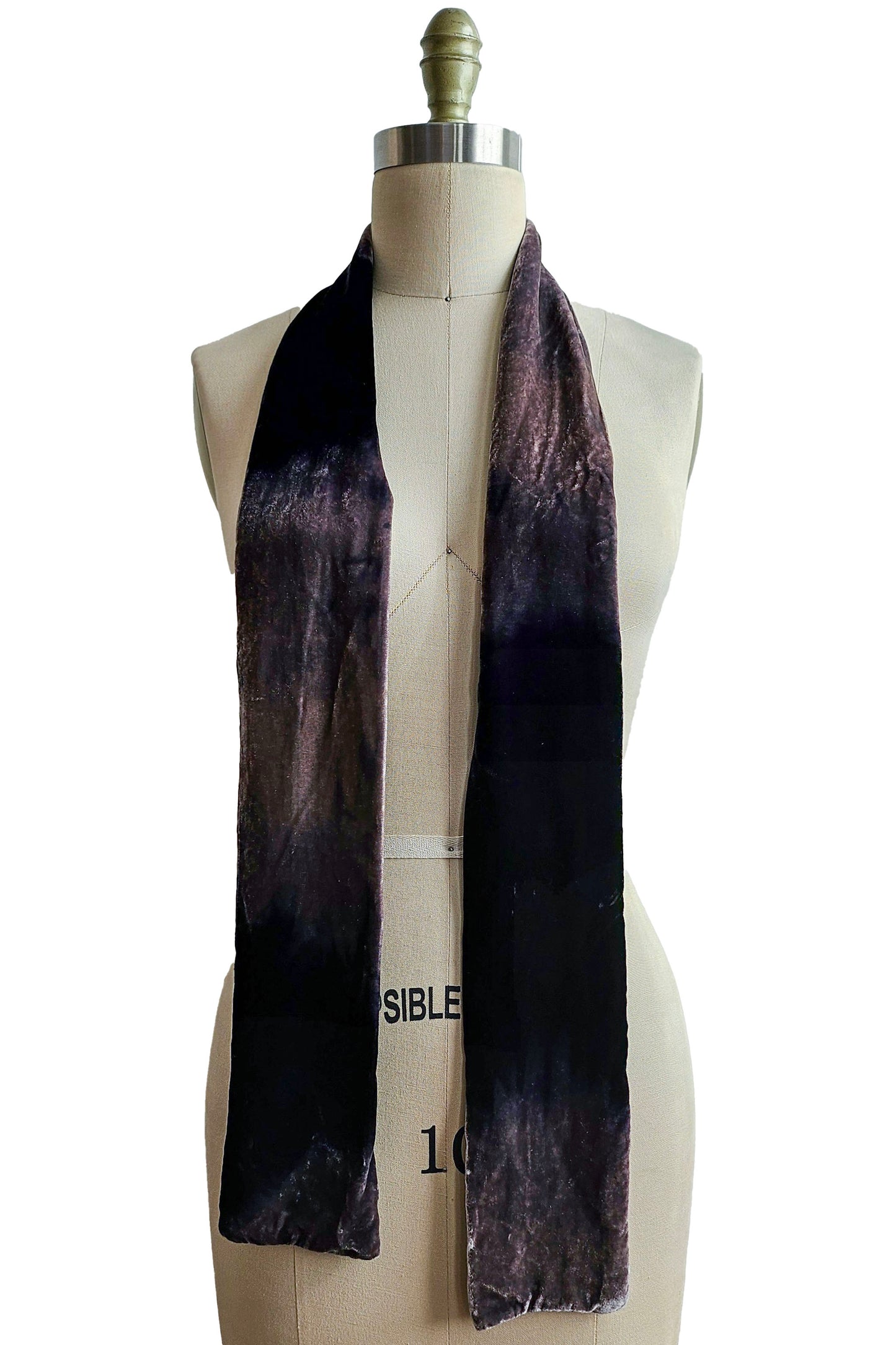 Velvet Scarf w/ Ombre Dye - Black & Natural