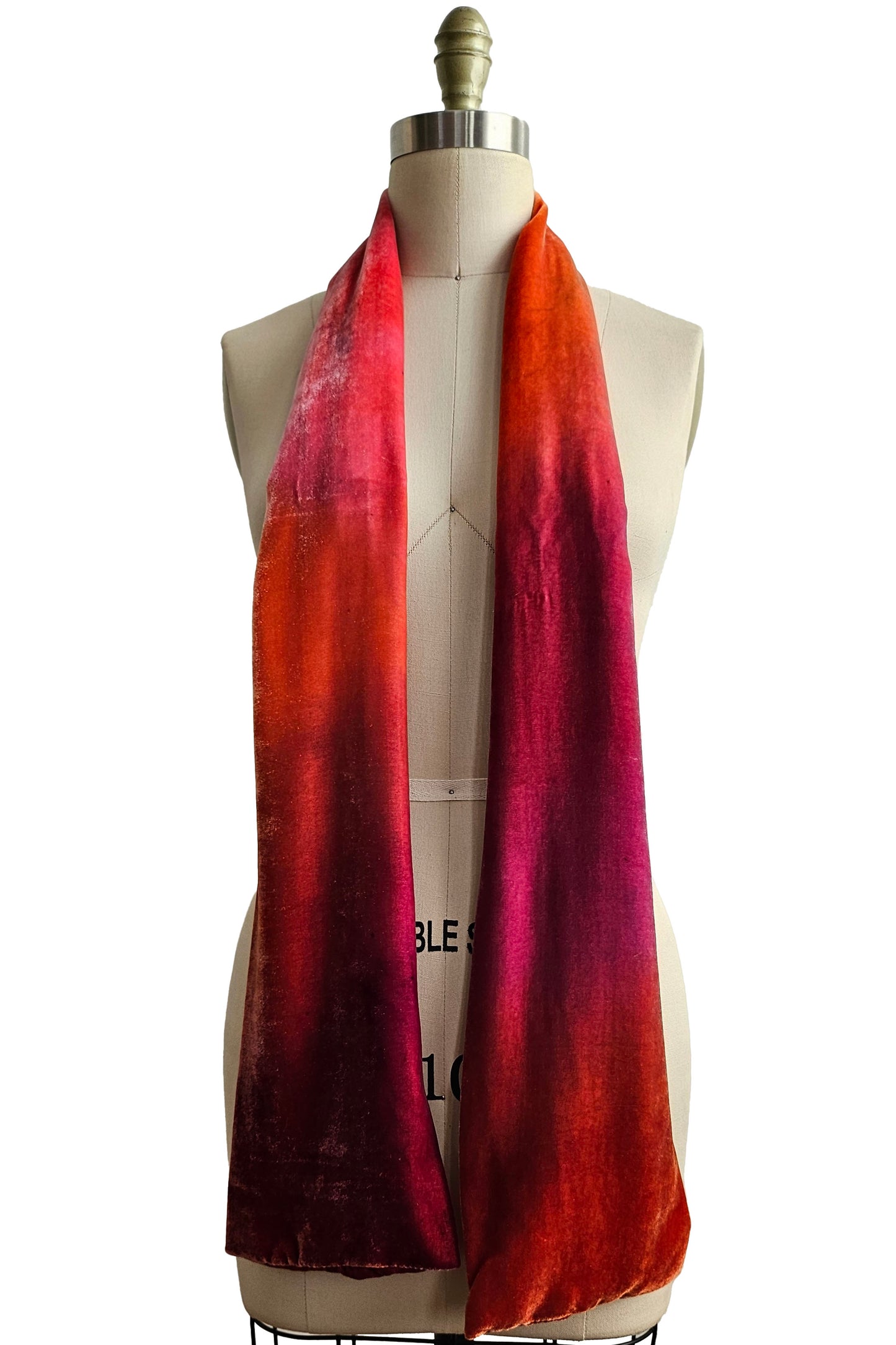 Velvet Scarf w/ Ombre Dye - Red, Orange & Pink