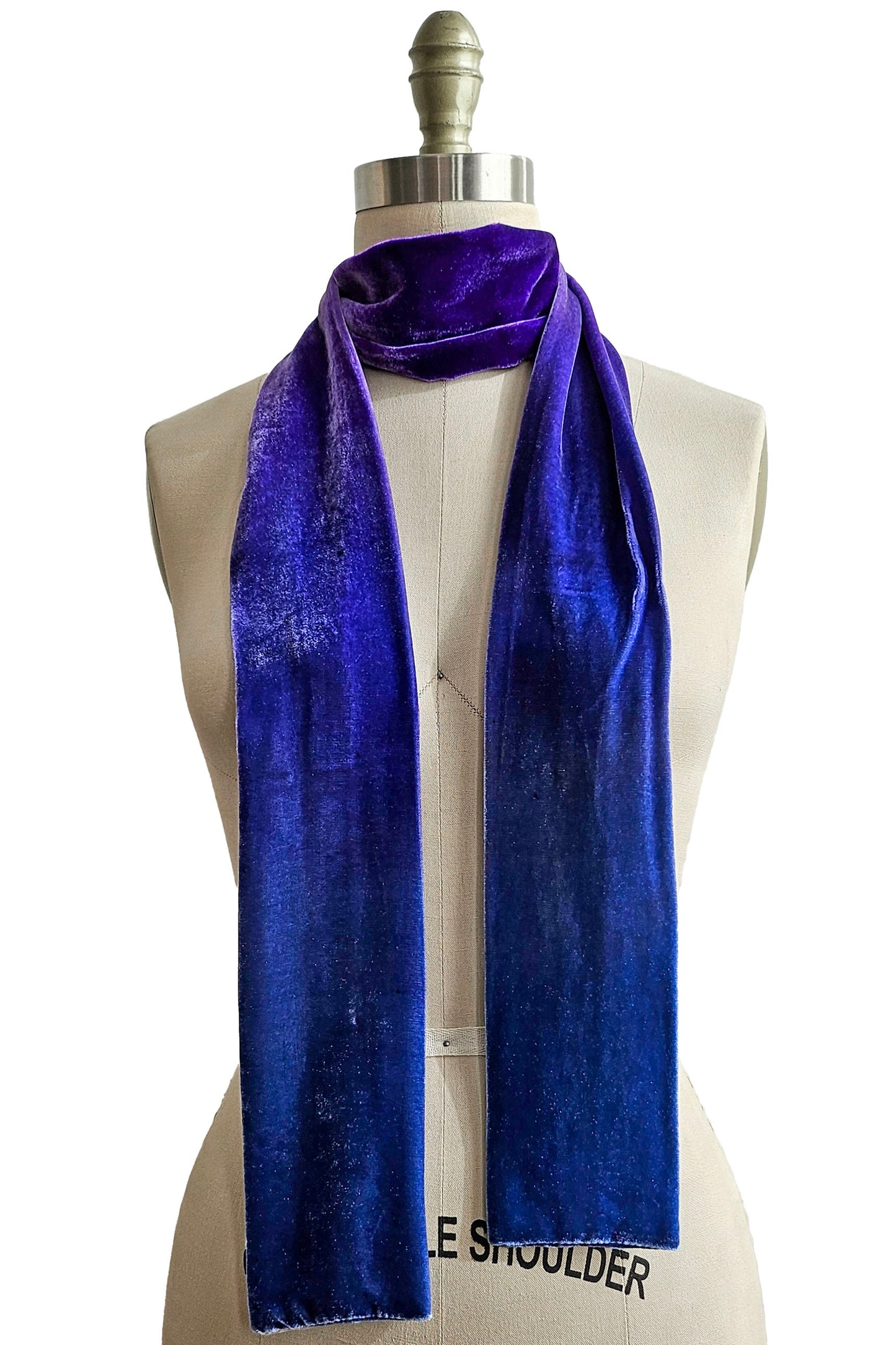 Velvet Scarf w/ Ombre Dye - Blue & Purple