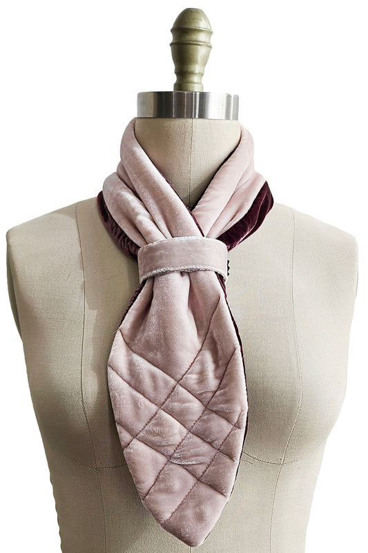 Pull Through Neck Scarf | Silk Velvet | Blush & Cabernet