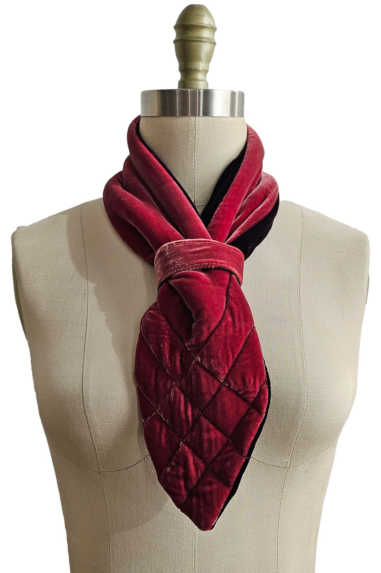 Velvet Pull-Thru Neck Scarf - Scarlet & Eggplant