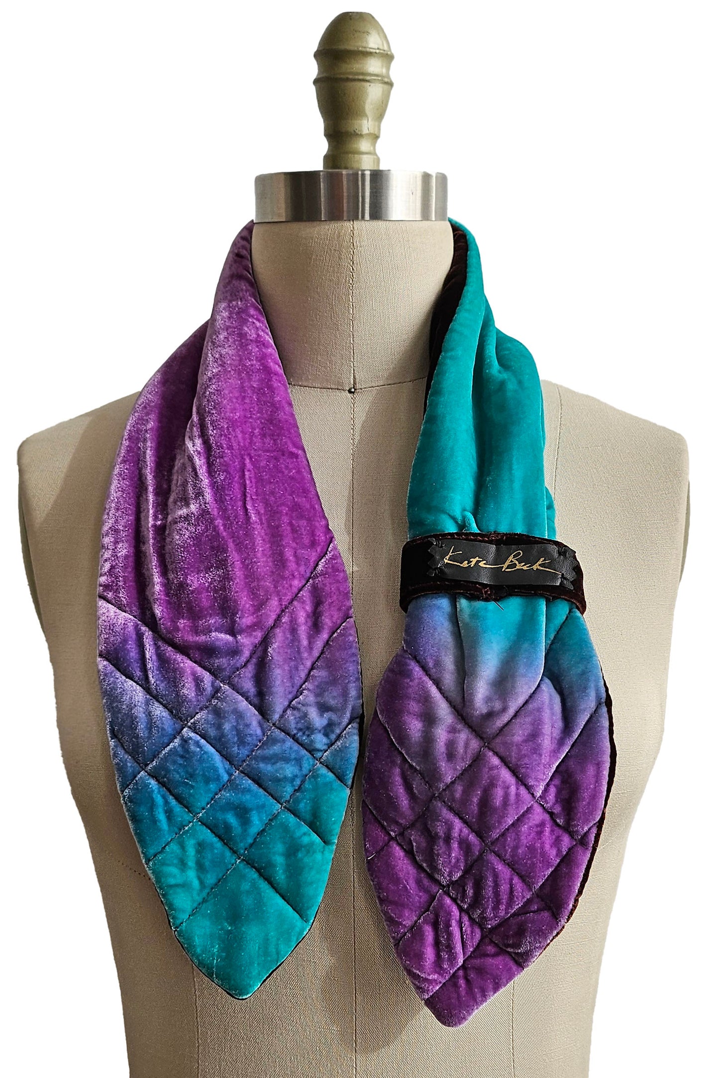 Velvet Pull-Thru Neck Scarf - Eggplant, Turquoise & Purple