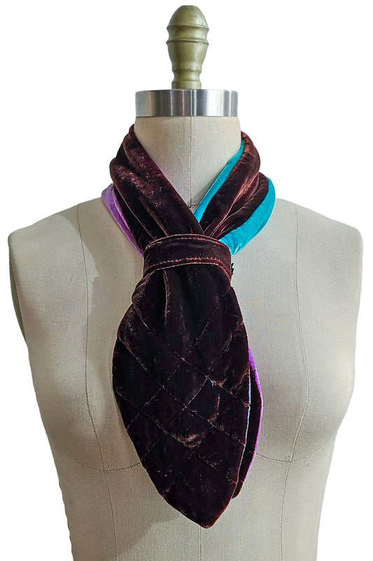 Velvet Pull-Thru Neck Scarf - Eggplant, Turquoise & Purple