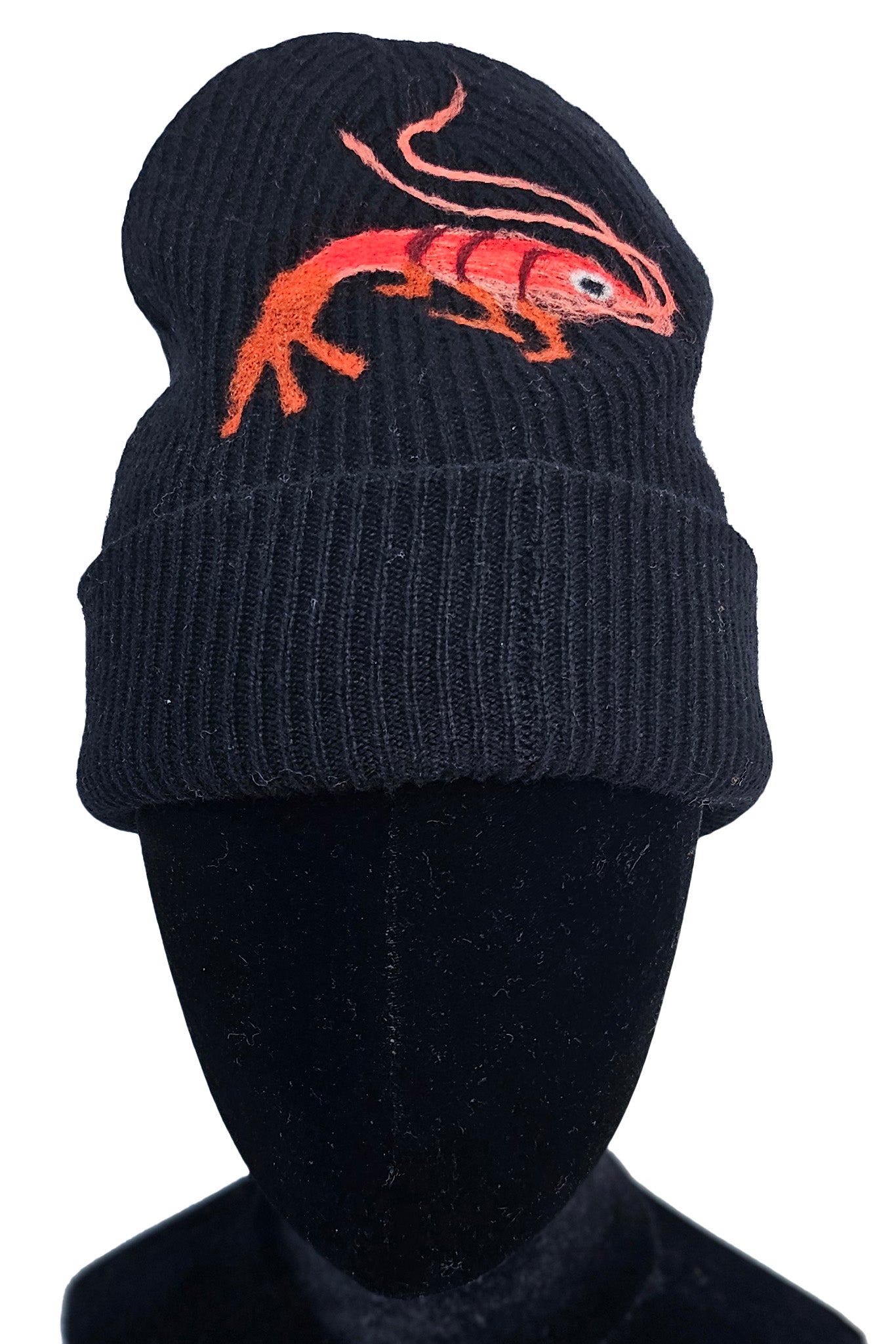 Cashmere Felted Beanie w/ Crawfish - Black