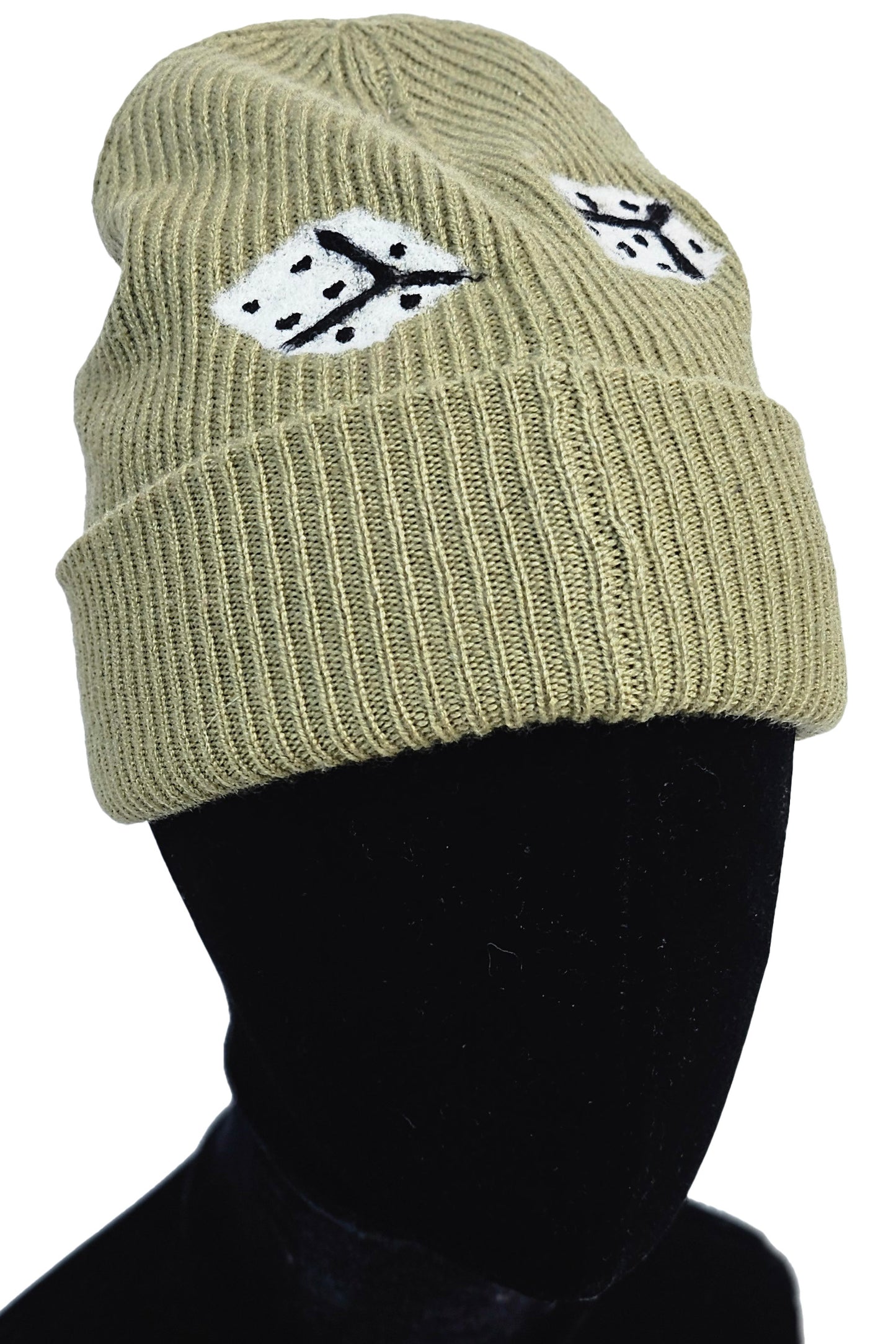 Cashmere Felted Beanie w/ Double Dice - Green