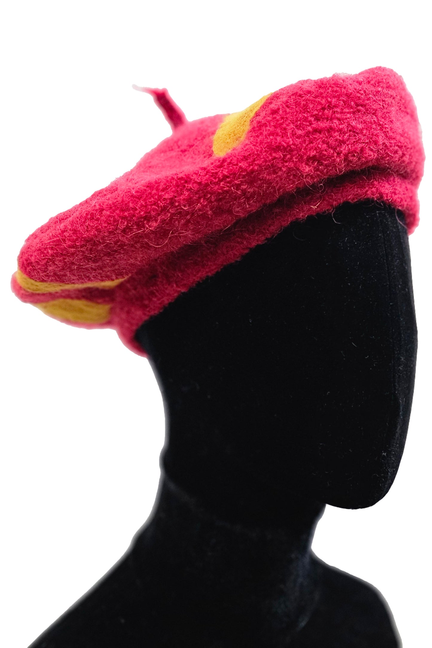 Felted Beret - Red & Yellow