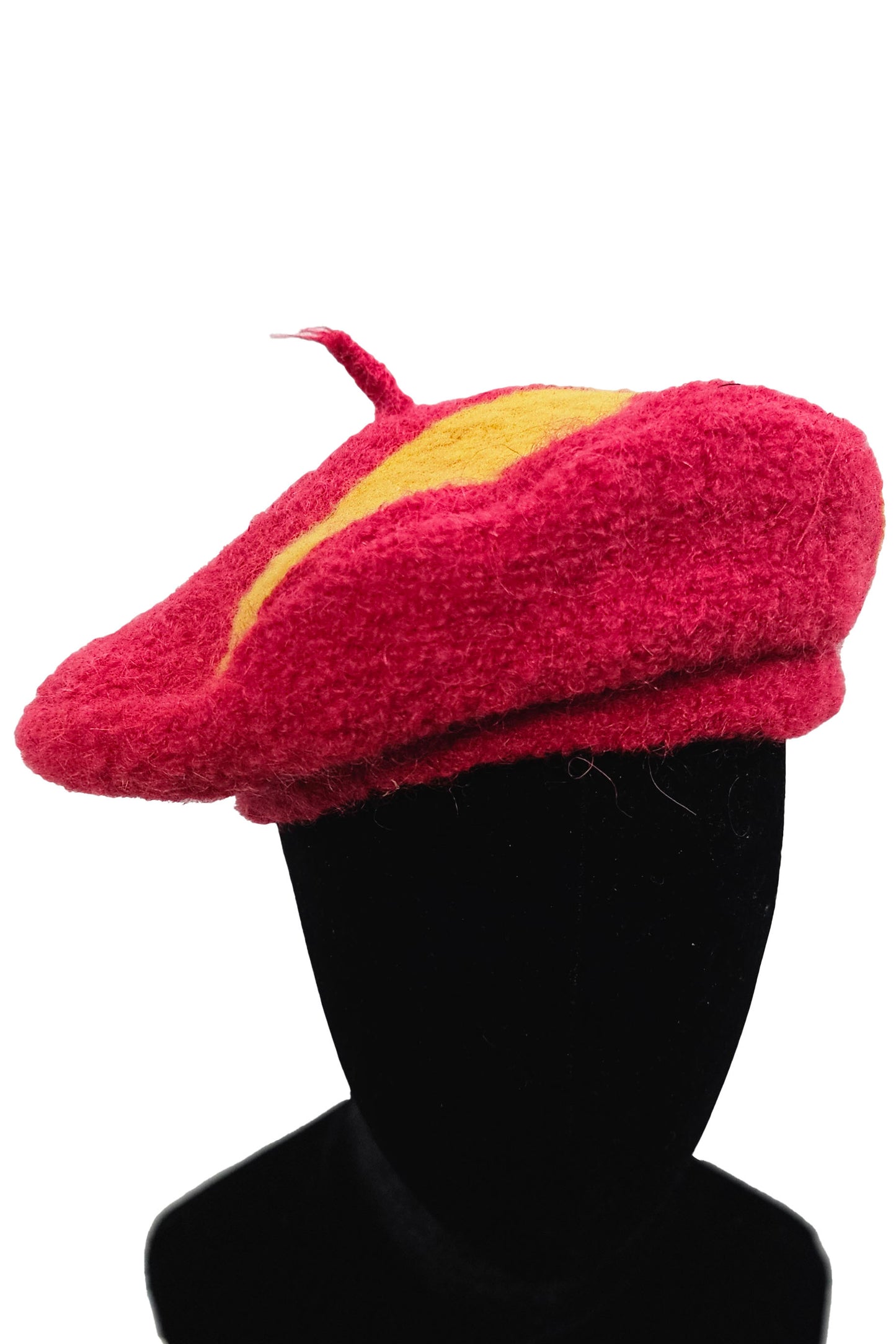 Felted Beret - Red & Yellow