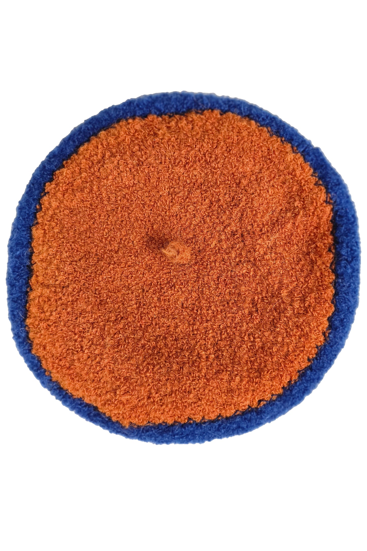 Wool Beret w/ Stitching - Blue & Orange