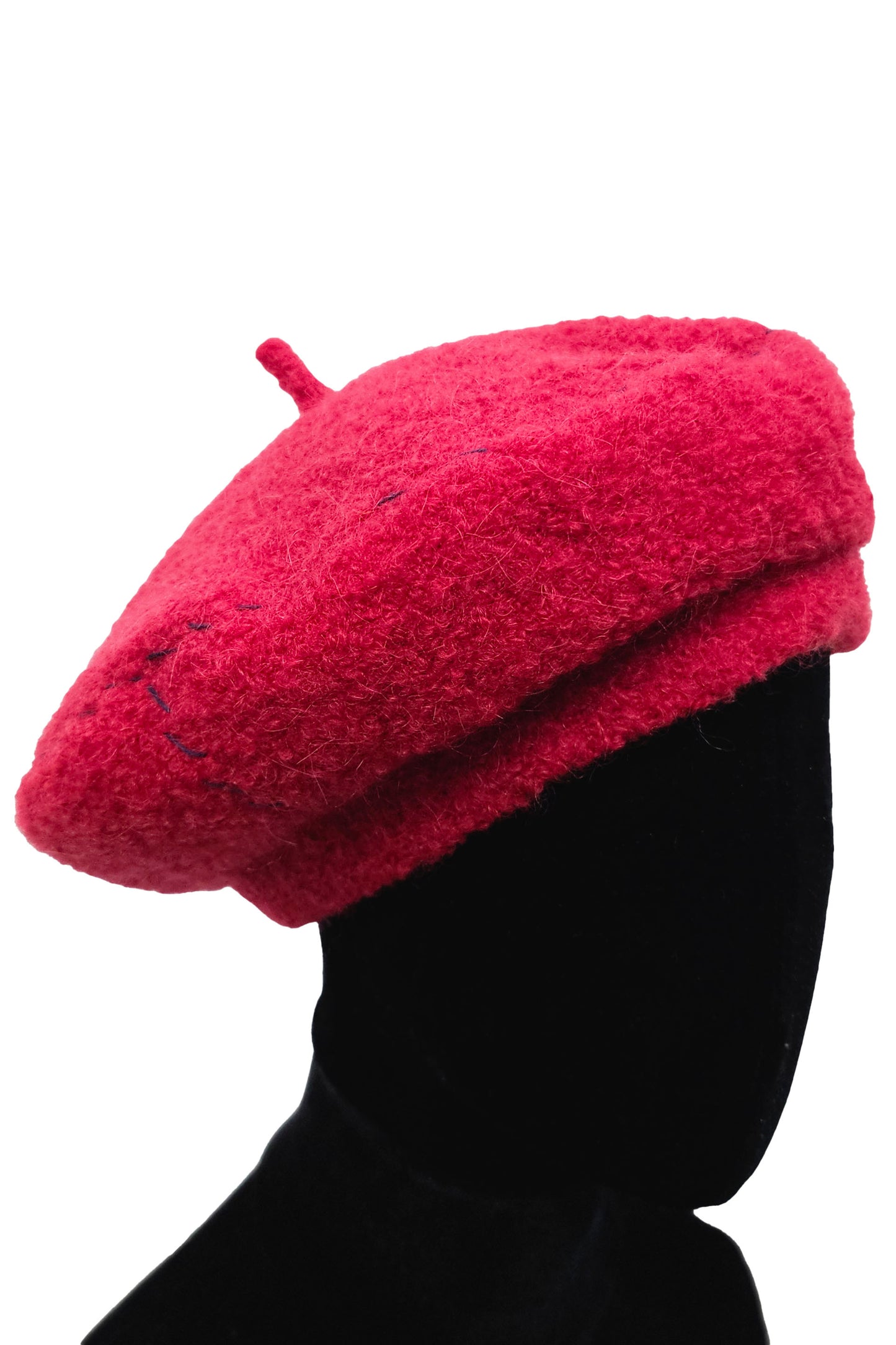 Wool Beret w/ Stitching - Red